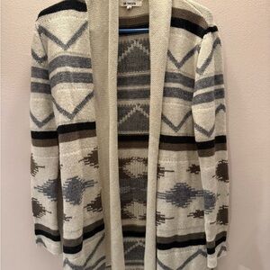 BB Dakota Cream and Brown Knit Cardigan